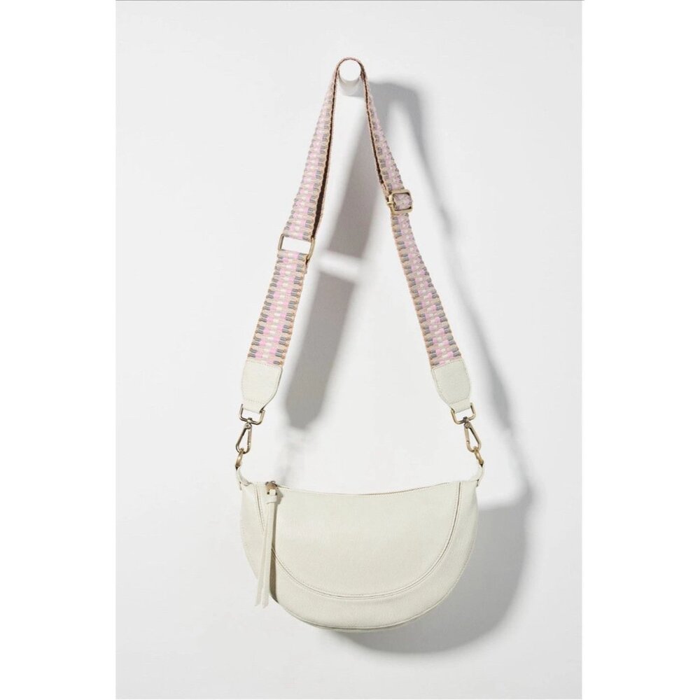 Anthropologie Luna Crossbody Clutch Bag Cream Vegan Leather EUC